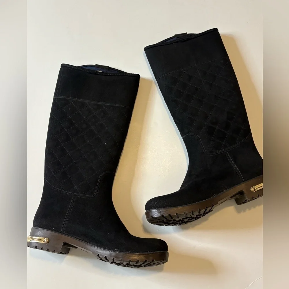 Ulan Rainy Steps Jessie Black Quilted Rain Boots Size 9
